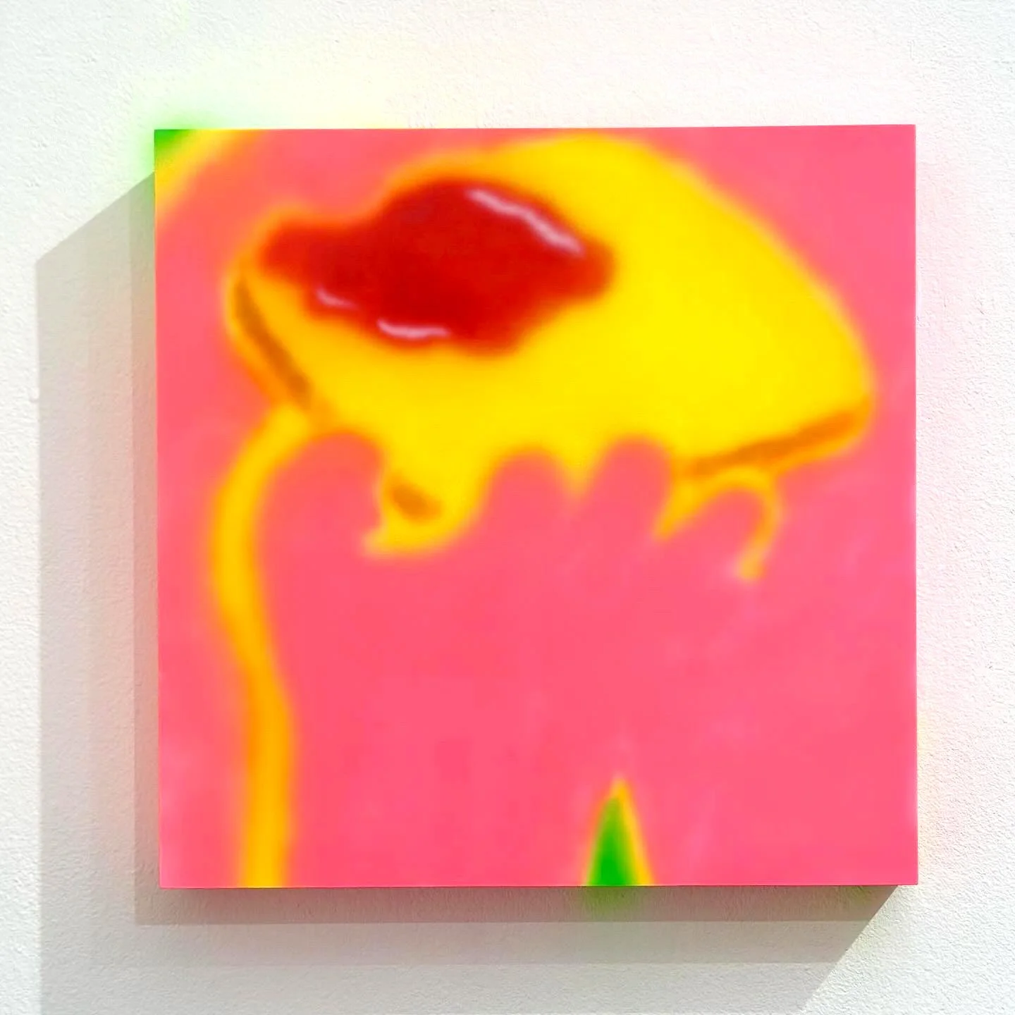 Yong Eun Kwon, A Mouthful of Happiness, 2023, Acrylic on panel, 8×8″