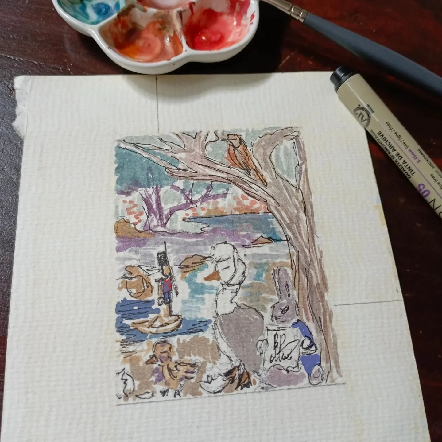 Childhood memories
Beatrix Potter and Hans Christian Anderson, both storytellers of nature, animals and human emotions. Both my favourite. 
A rough interpretation if their creations were in one frame. My favourite characters and their stories. 
3.