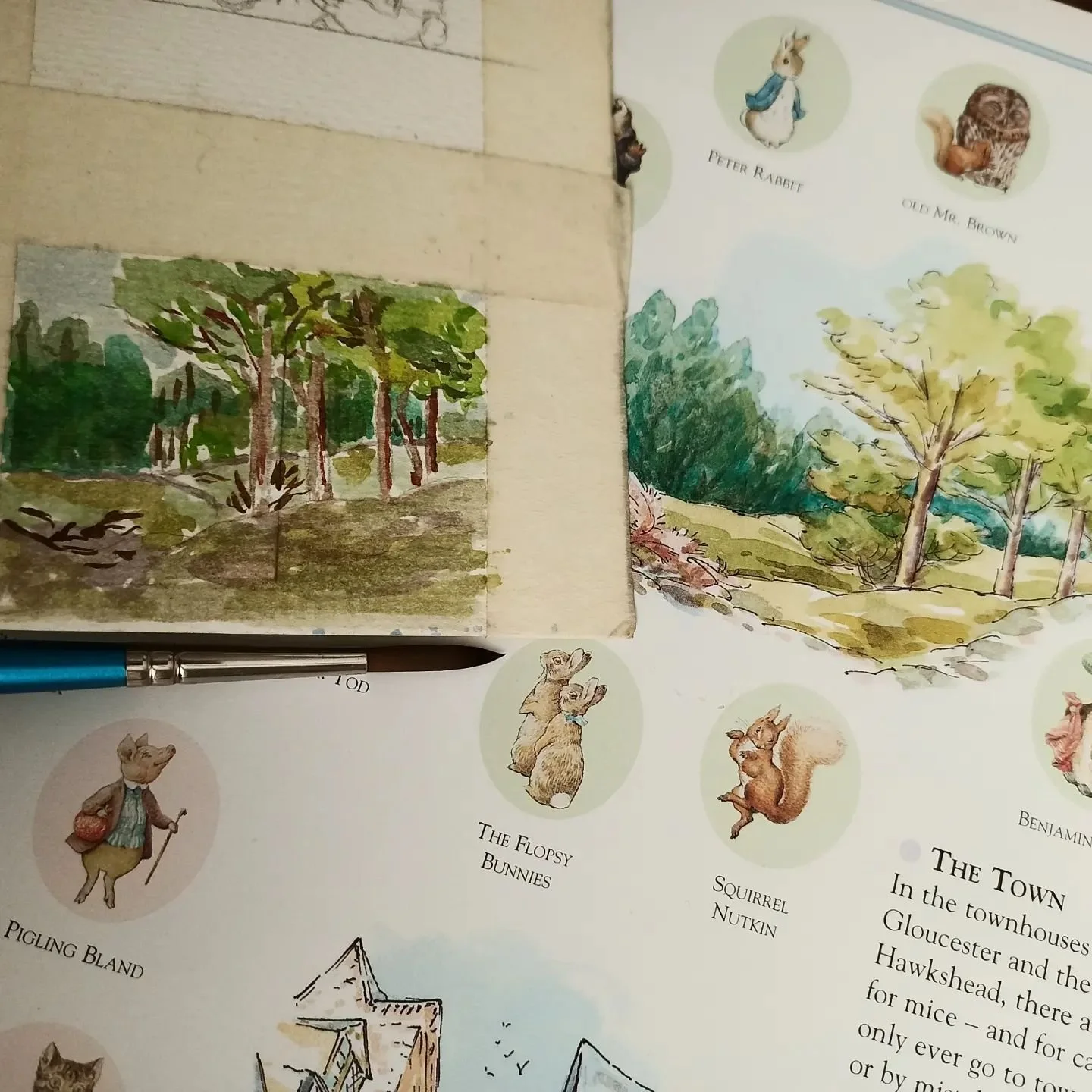 Beatrix Potter's love of farms, woods, fields and nature is depicted in all her works of art.
Mini-art with warm colors and gentle tones, I am always trying my hardest to maintain the originality of handmade art in tribute to her life and work.
I a