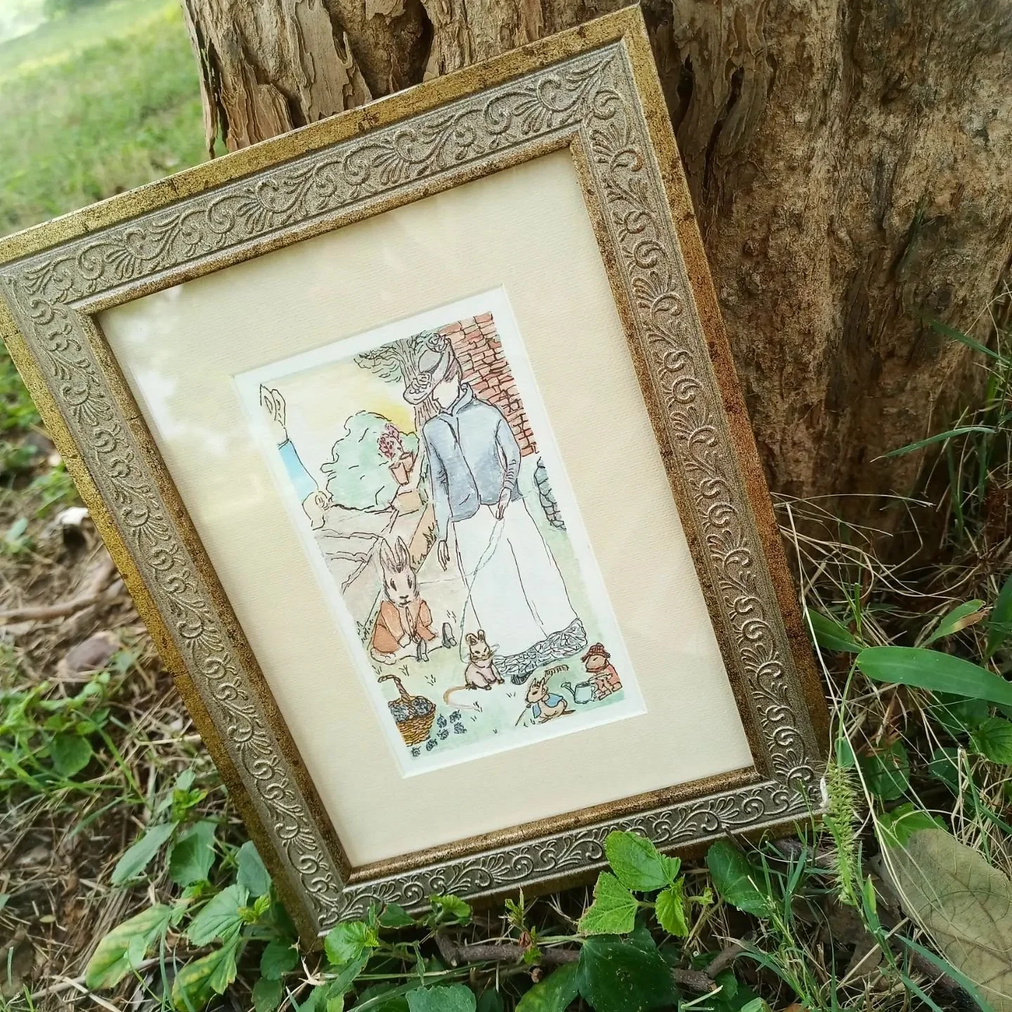 Commissioned work ready to be delivered to a client for their granddaughter's second birthday!
Made a cute little handmade card with a personalized message.
Each piece is uniquely imagined with pure inspiration from Beatrix Potter and her woodland