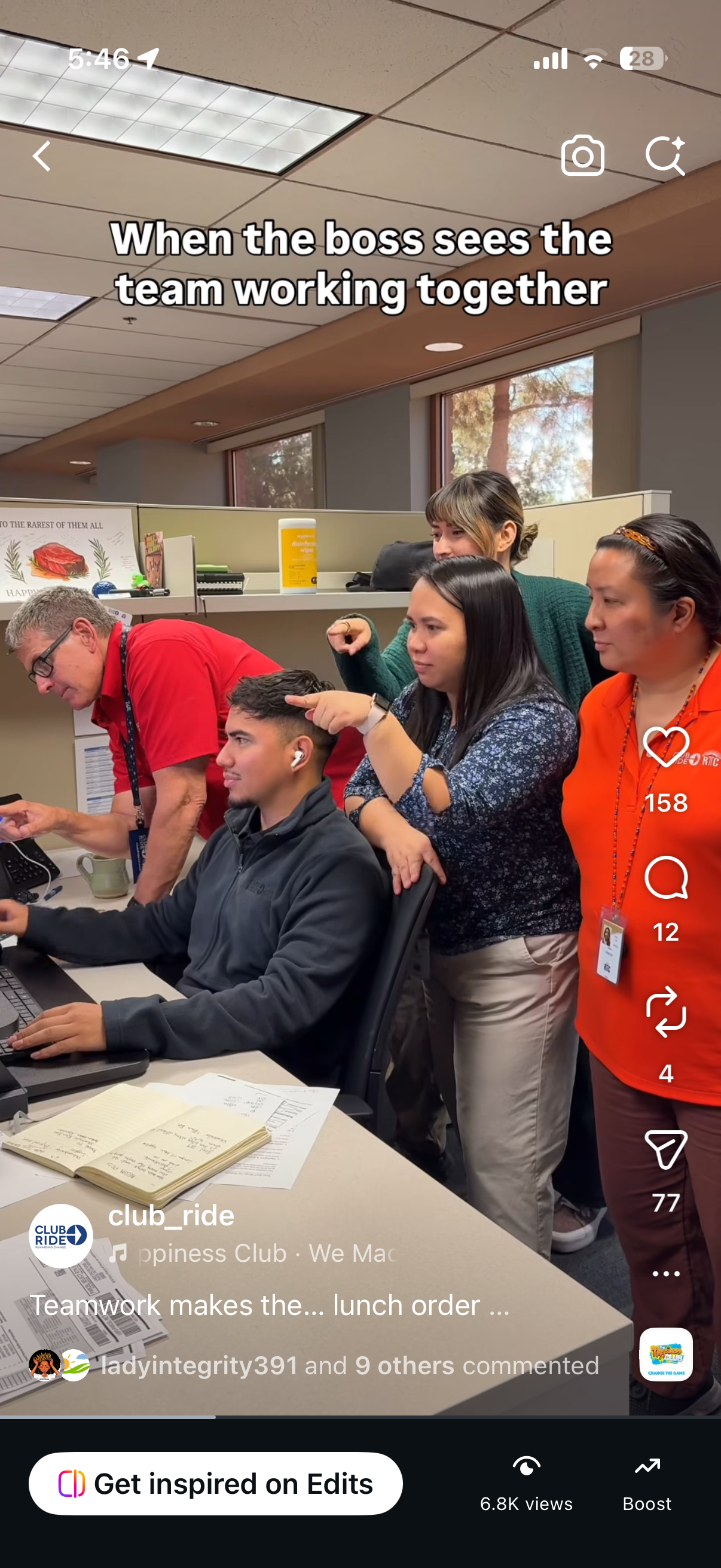 Teamwork makes the... lunch order happen 😂
6,813 views, 4,061 accounts reached, 77 shares, 6 saves