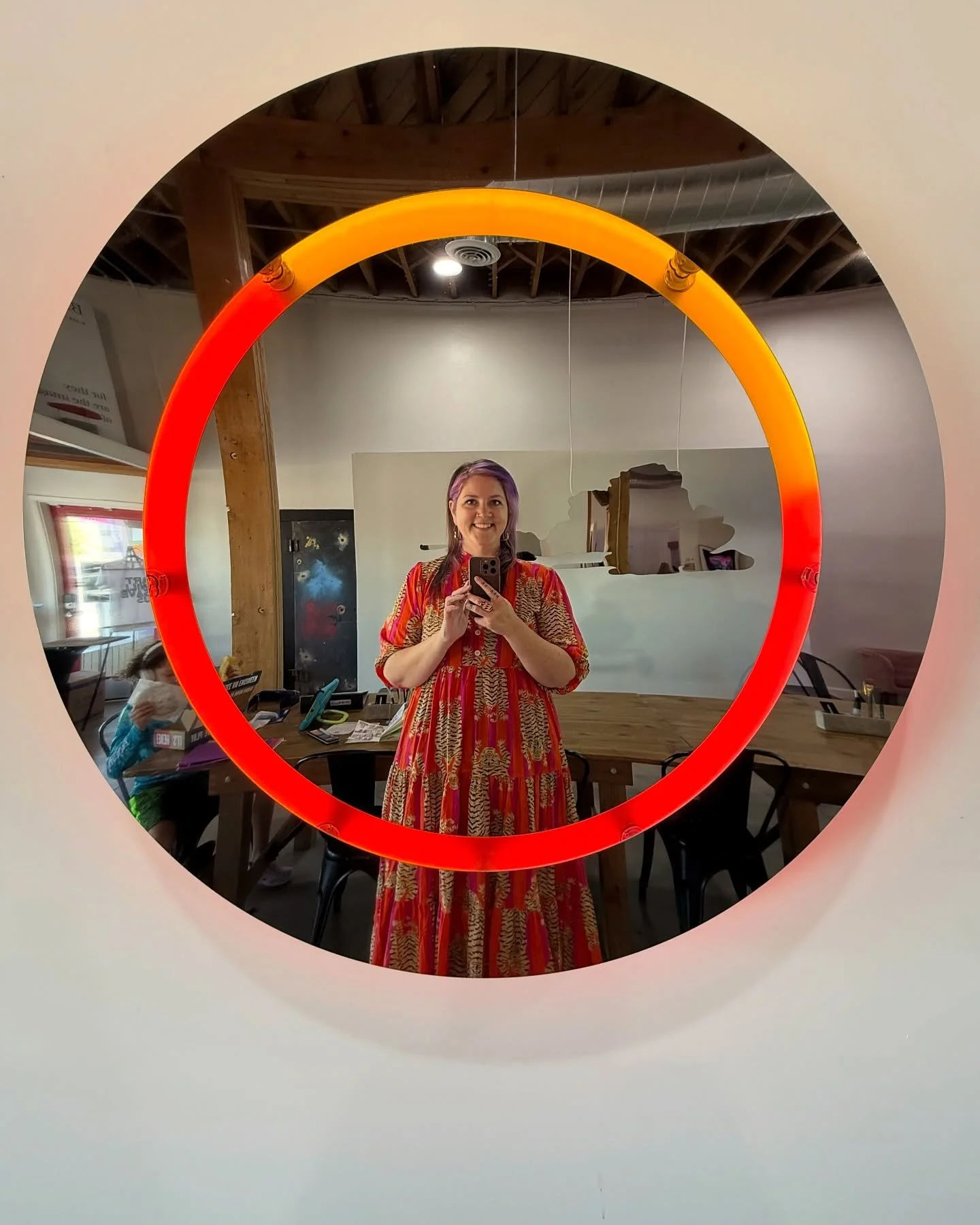Selfies with art never gets old 😉

This one in particular is my favorite, I feel like I&rsquo;m becoming one with the artwork ❤️

&ldquo;Acoustic Mirror&rdquo;
Stainless steel and argon filled glass
41x41x4.5

Lily Reeves on display through May 2nd 