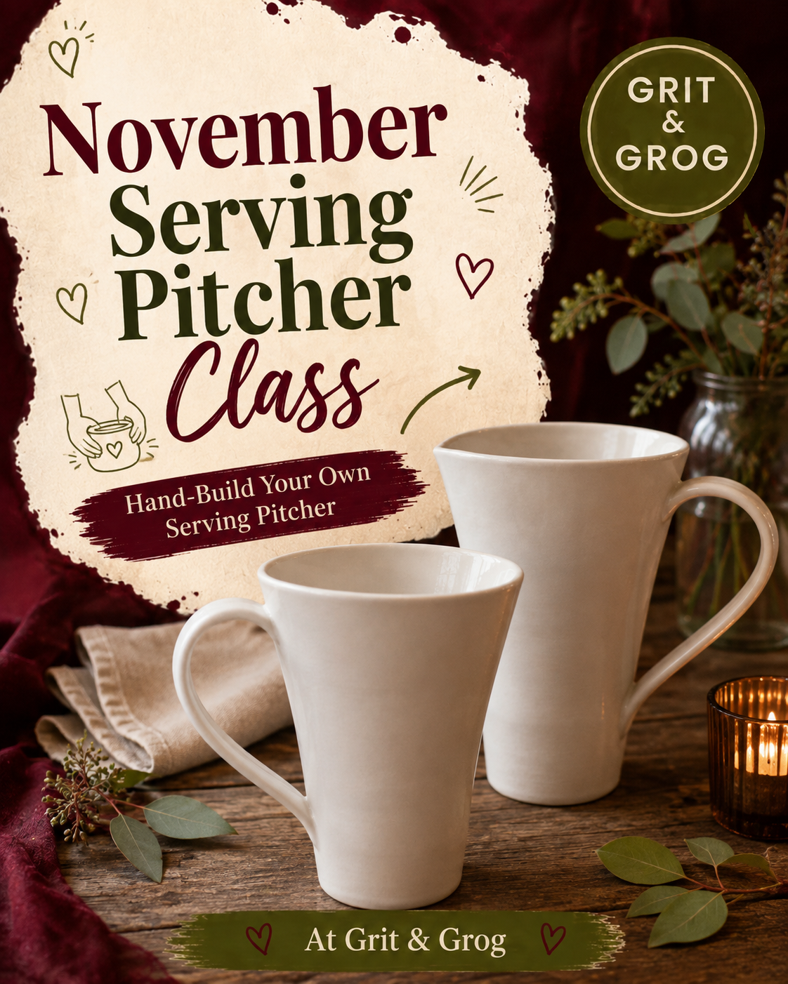 Handbuilt Serving Pitcher Workshop