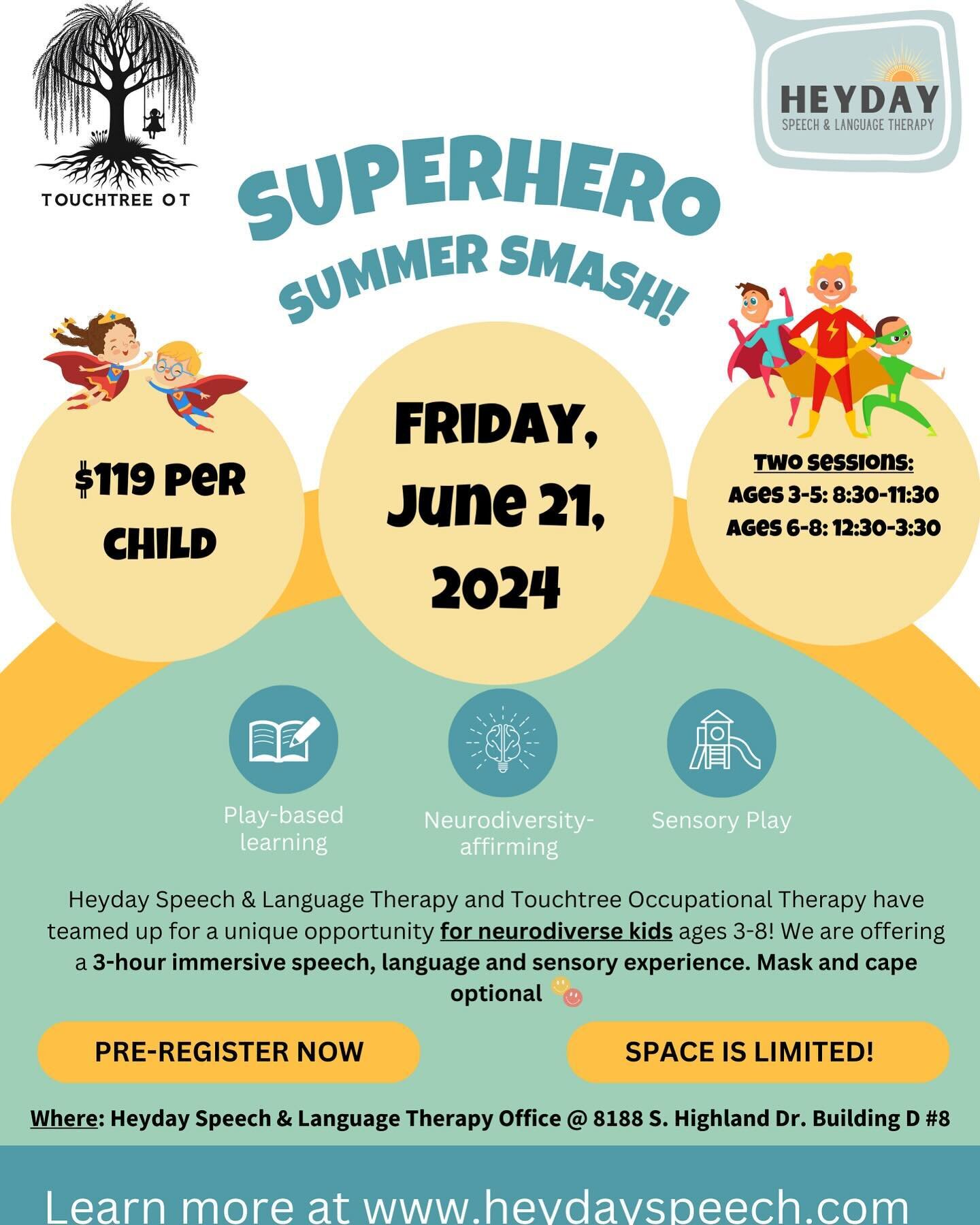 Super excited for this Superhero Summer Smash program! Link in bio!
@touchtree.ot 

🦸&zwj;♀️🦹♾️