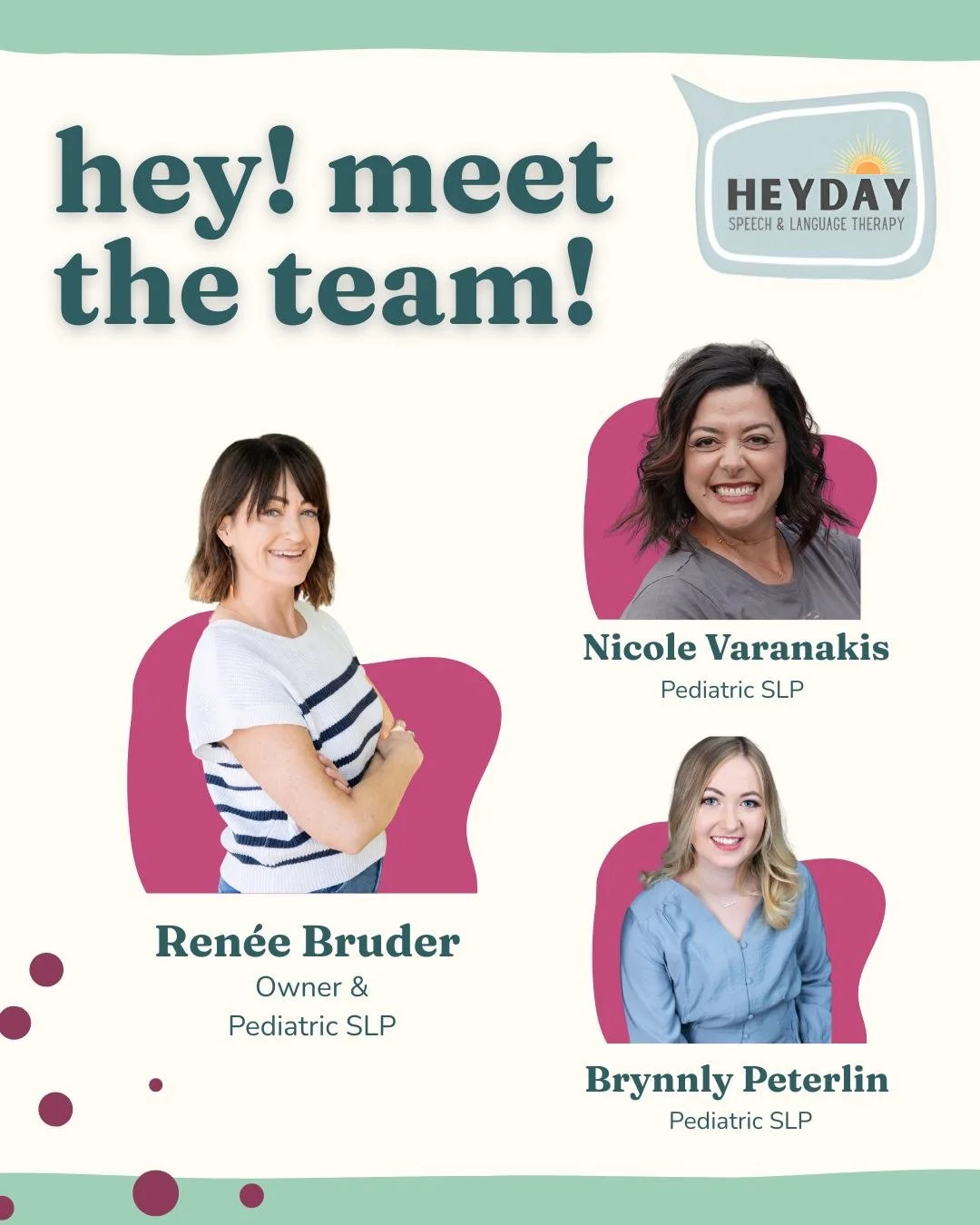 ☀️ A proper introduction, since you're trusting us with your kid ☺️

Ren&eacute;e founded Heyday because she believed there was a better way to do this work, one that starts with strengths instead of deficits. She's neurodivergent herself, and her sp
