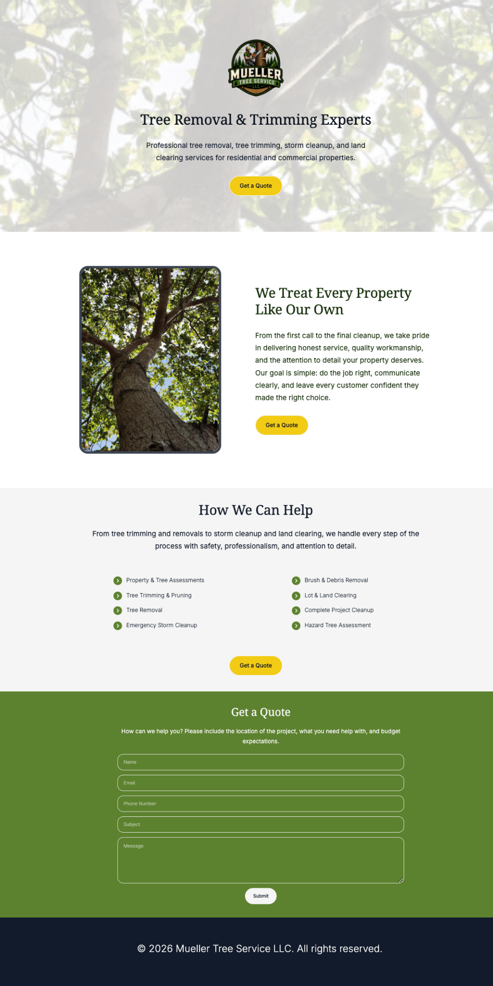 Mueller Tree Service Website