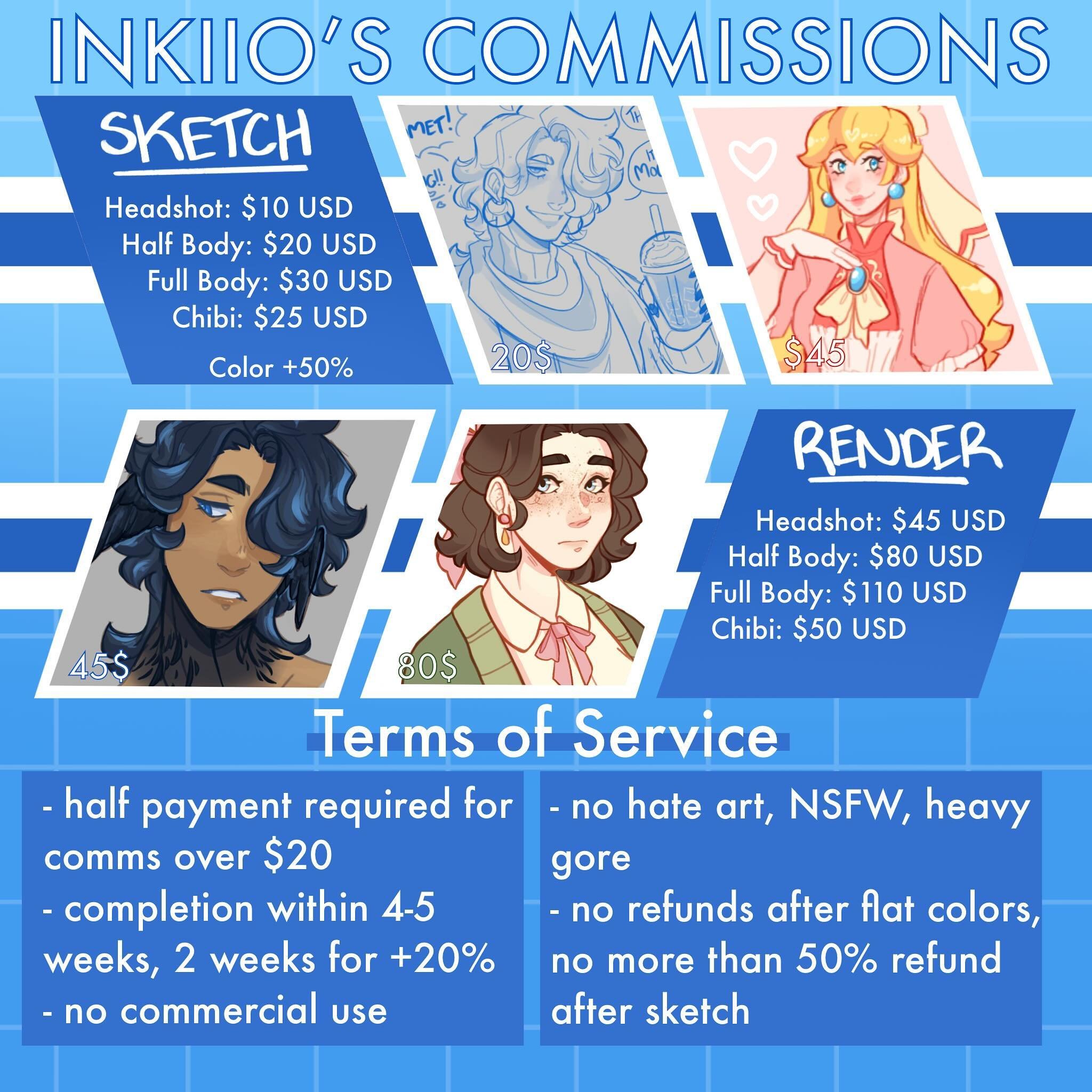 my commissions are open with a new sheet and everything wowwie! dm me if interested or use my new vgen profile to make a request! https://vgen.co/inkiio

5/5 slots are open! paypal, cashapp, and venmo!
-
-
-
-
#inkiio #commissionsopen #commissions #c