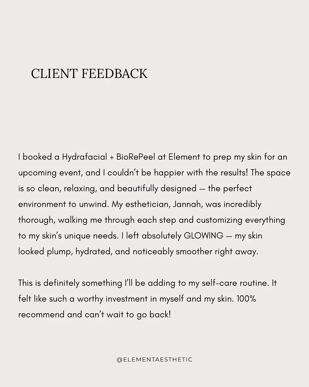 The receipts are in &mdash; consistent, honest, and glowing.
Element sets the standard. 🤍