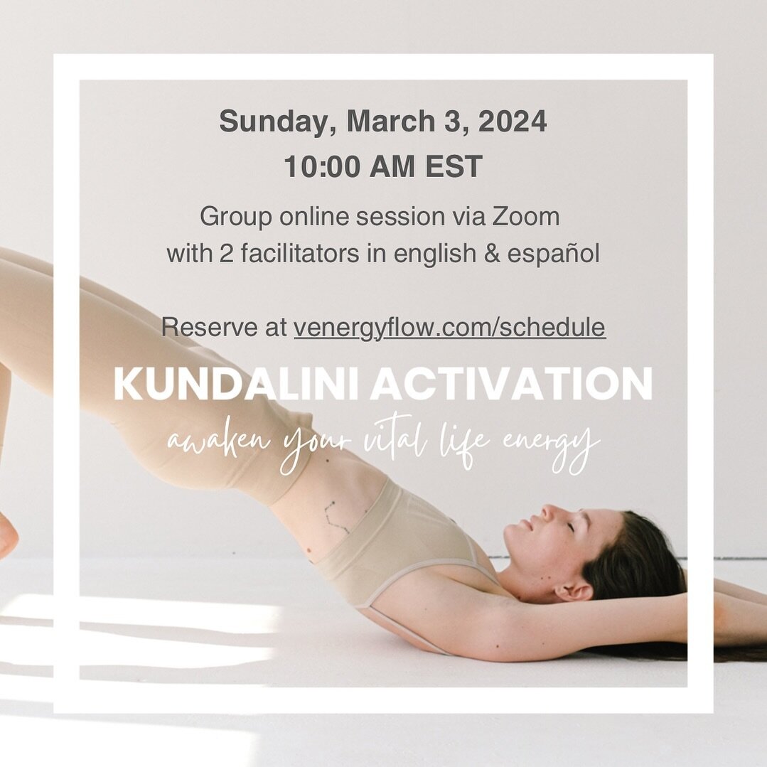 Kundalini Activation Online ~ Awaken your raw life force energy. 

Sunday, March 3, 2024 at 10am EST
Exchange: $60

What is kundalini activation (KA)?
KA is a transmission of vital life force energy. The movement of this energy releases and transmute