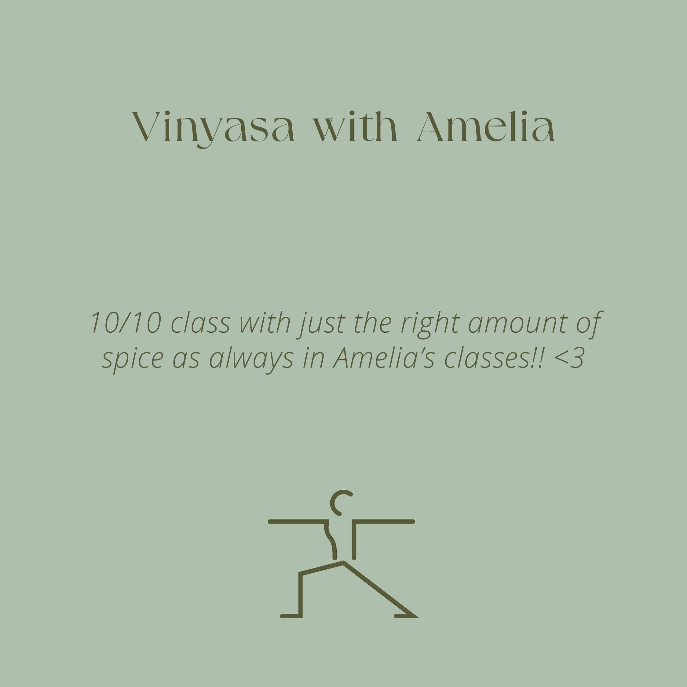 Still a couple of spots left in Amelia&rsquo;s 12pm express vinyasa tomorrow - join her for a quick and spicy feel good flow!