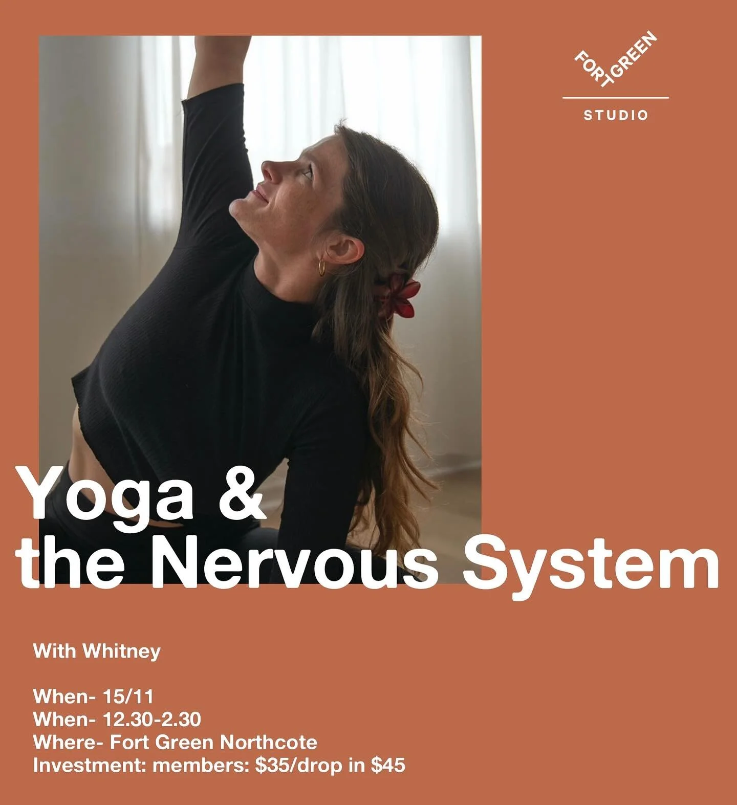 Soothe Your System: A Yoga Workshop to Reset & Reclaim Your Calm. 
Join Whitney for a powerful 2-hour journey exploring how yoga and meditation can help you understand and regulate your nervous system.
You’ll learn how your body responds