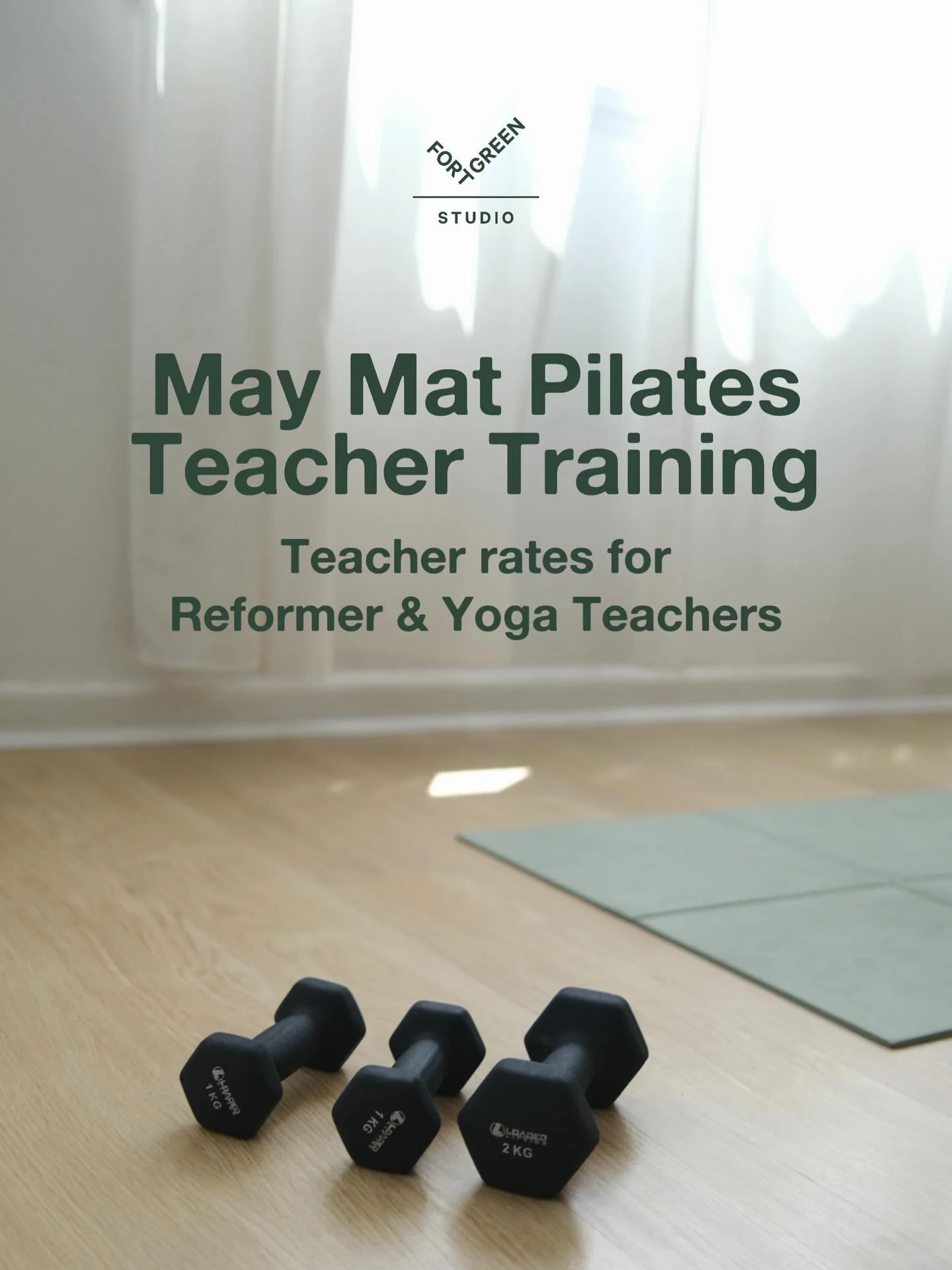 DM or email us for our teacher rate 👀 
Held over 3 x weekends &amp; 2 Fridays in May. We&rsquo;d love to teach you, how to teach Pilates.
hello@fortgreen.com.au