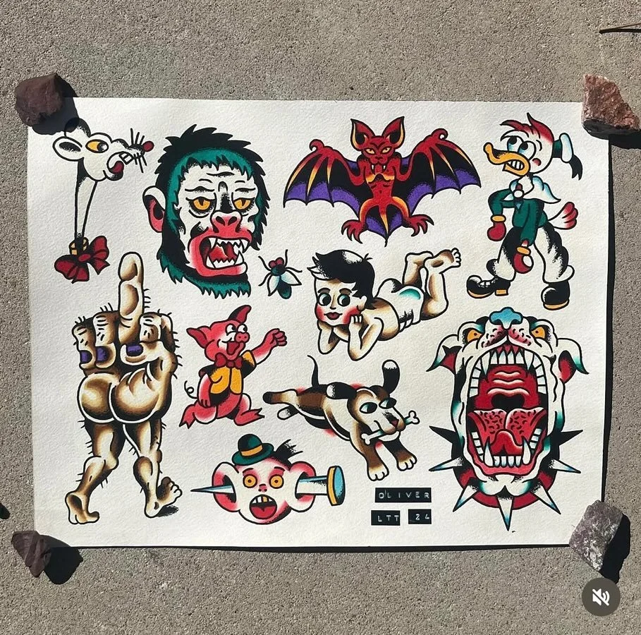 We have @dumblikecheese tattooing with us this week! 
Check him out or stop in and say hi!