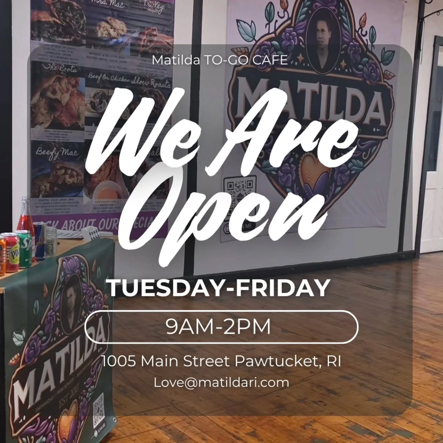Come by &mdash; we&rsquo;re open today with heart-shaped empanadas, rice plates, and fried cheese!