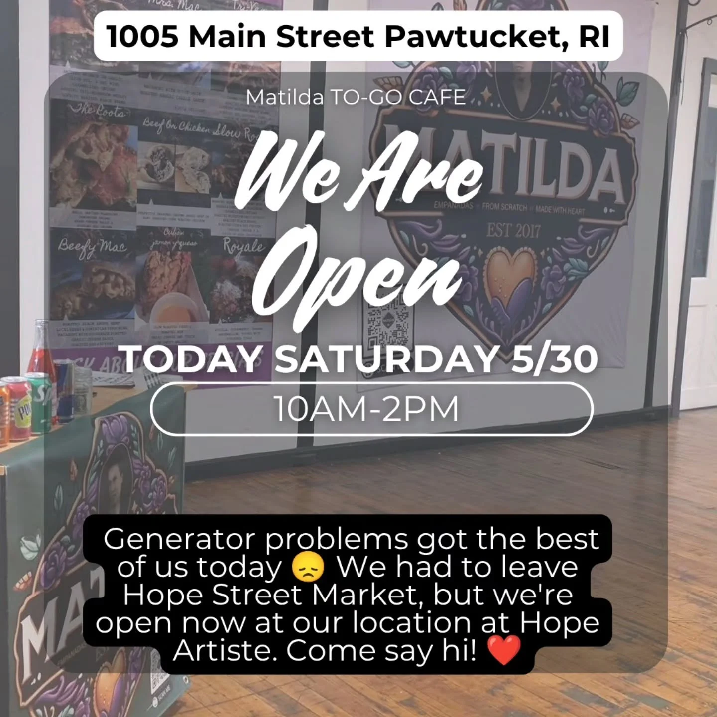 Change of plans! 

Come by and say hi! ❤️

📍 Hope Artiste Village #SupportLocal #FoodTruckLife