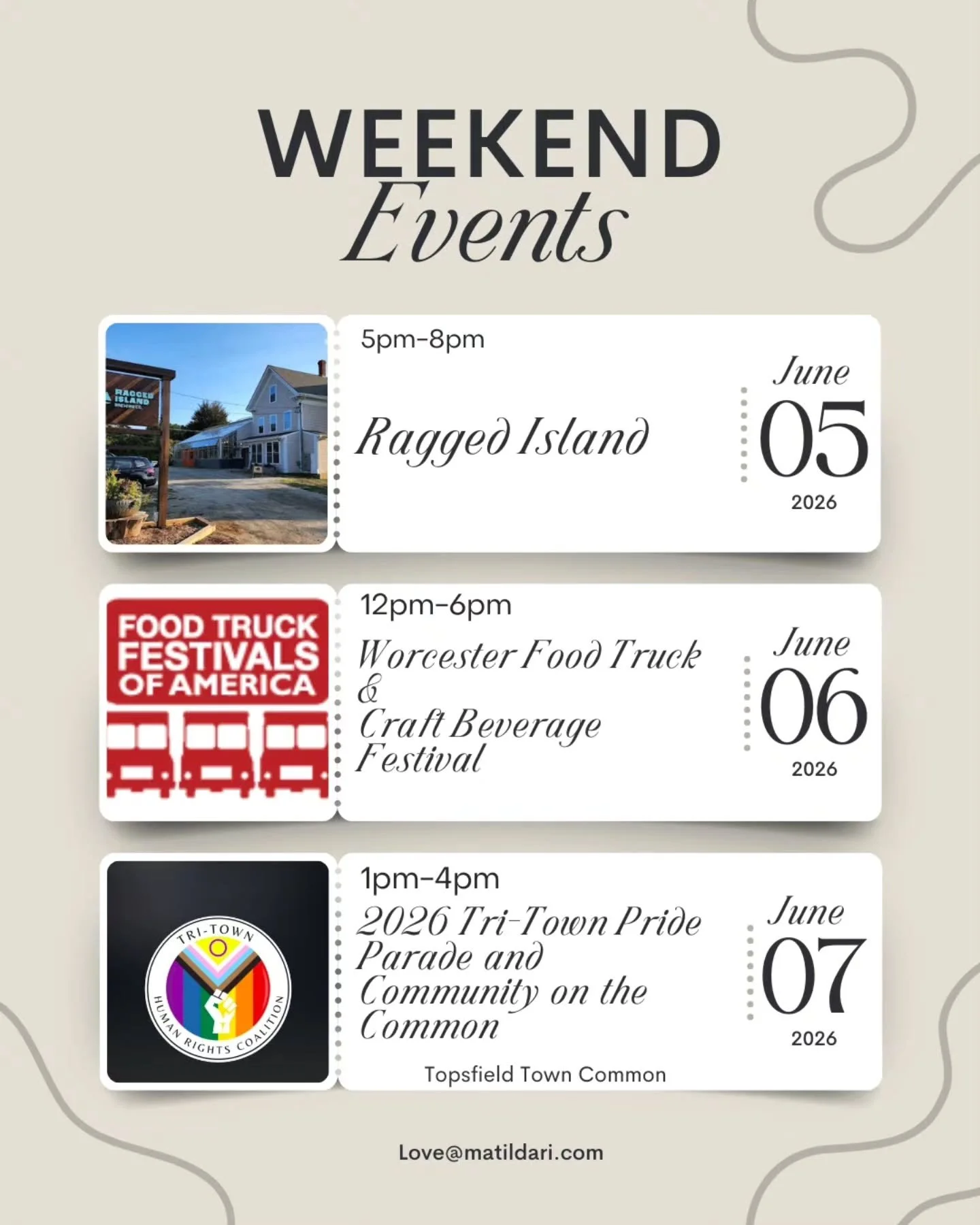 ✨ Catch us this weekend! ✨

Tonight we're serving at the brewery from 5pm&ndash;8pm, then we're heading to Worcester on Saturday and Topsfield on Sunday!

Come hungry and bring your friends&mdash;we've got the empanadas covered. ❤️

#rhodeisland #til