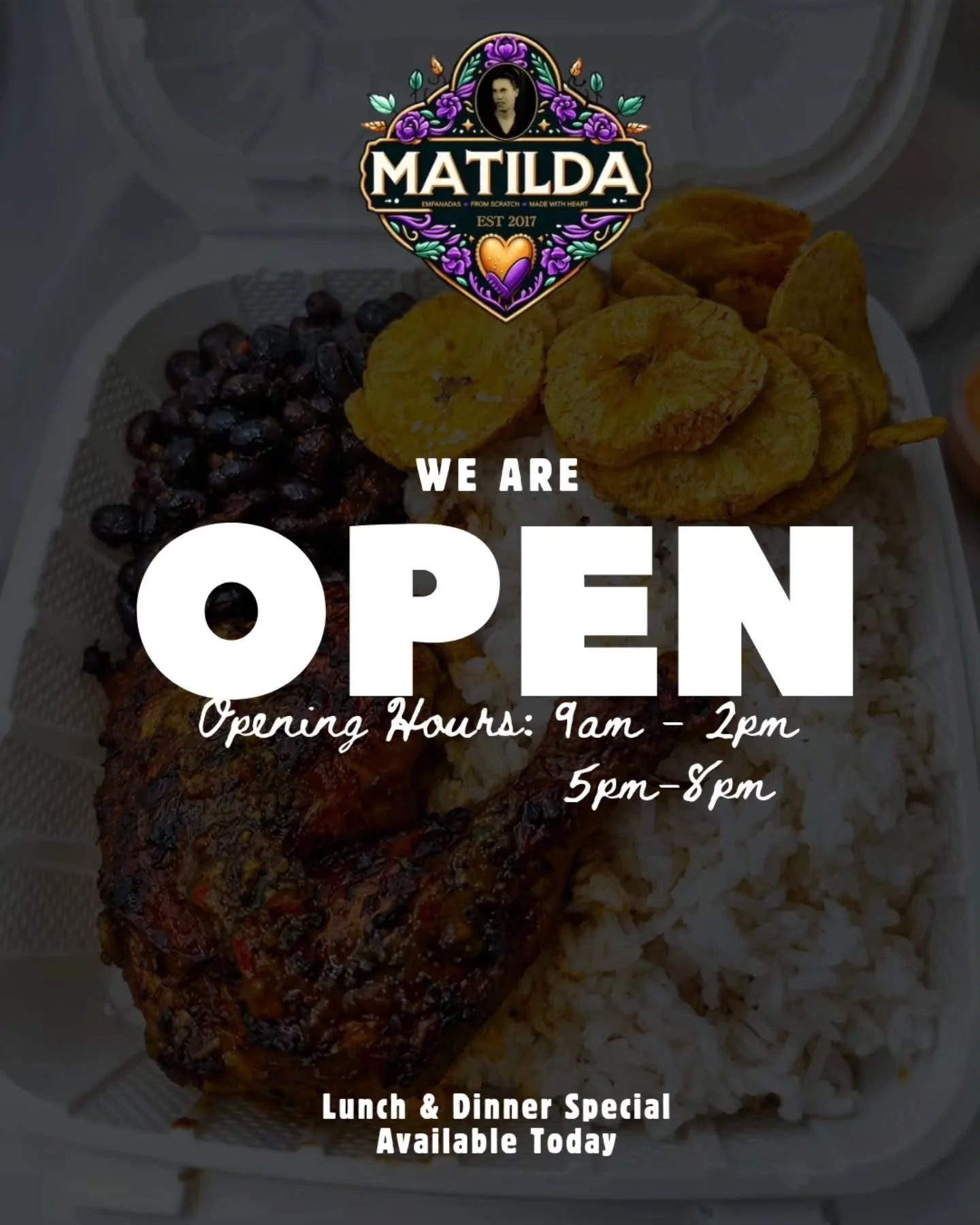 Need lunch or dinner plans? We've got you covered. 🍽️

Fresh rice, beans &amp; chicken available today.

Matilda To-Go Cafe 1005 Main Street Pawtucket RI 
Open:
☀️ 9am&ndash;2pm
🌙 5pm&ndash;8pm