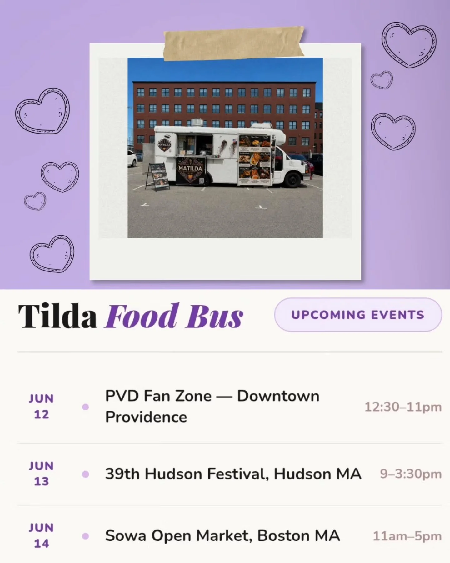 Made from scratch, made with heart &mdash; come find us next weekend! 🩷 We'll be at three amazing events serving up our heart-shaped empanadas. We'd love to see you there.

📍 Jun 12 | PVD Fan Zone, Downtown Providence
📍 Jun 13 | 39th Hudson Festiv