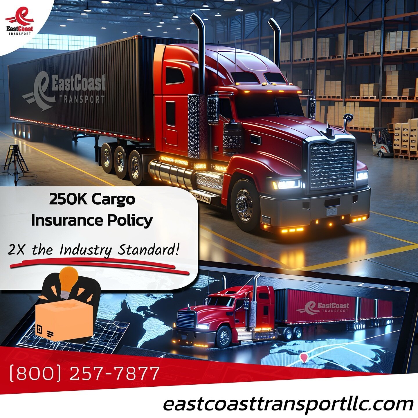 Our Team at East Coast Transport is committed to excellent customer service and satisfaction. 

Leave it to us at ECT &amp; Keep your Peace of Mind with Our 250K Cargo Insurance Policy!

#eastcoasttransport #logistics #3pl #ect3pl #freight #carrier #