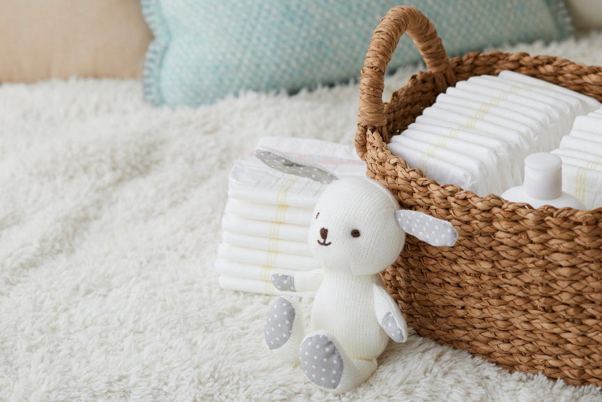 A stuffed animals with diapers