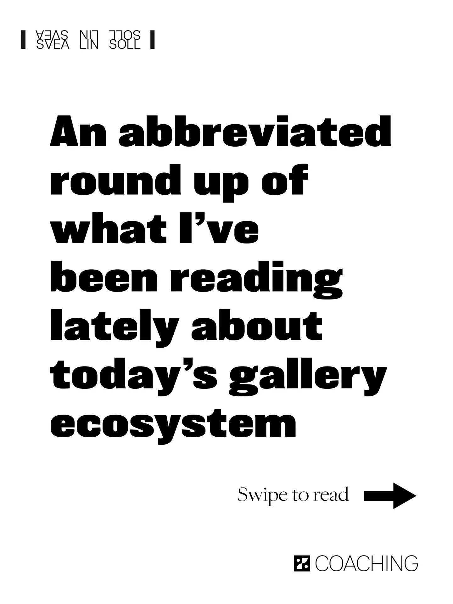 Swipe right for an abbreviated round up of what I&rsquo;ve been reading lately about today&rsquo;s gallery ecosystem. This is not at all comprehensive, but one takeaway &mdash; while there are significant challenges (same as always!), there are also 