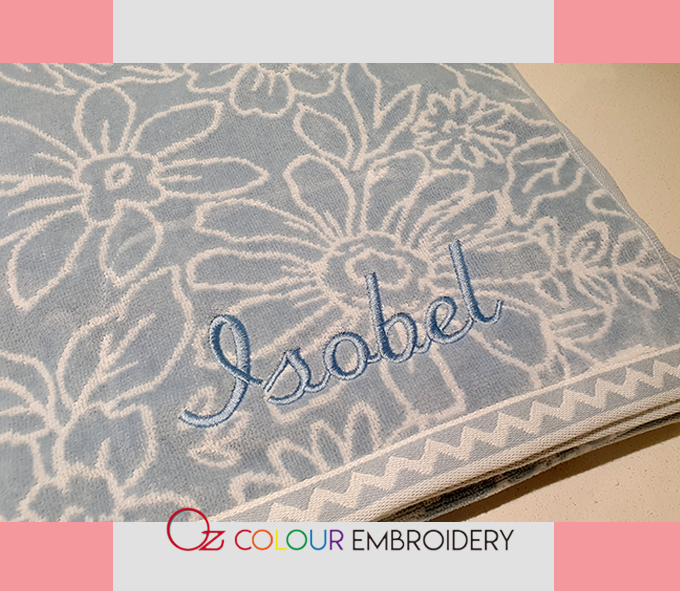 Name embroidered blankets. Personalised towels.