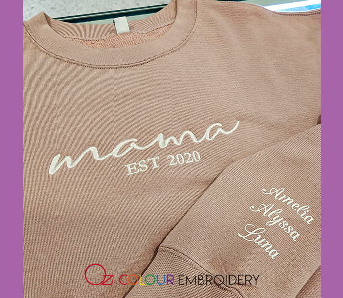 Personalised mother's day jumpers, hoodies. Personalised Jumpers. Personalised Hoodies embroidery.