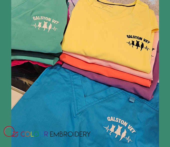 custom logo embroidery on scrubs