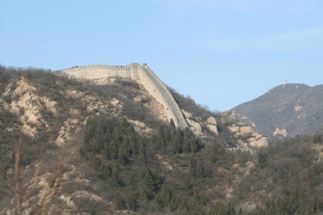 Another view of the Great Wall. There are stips leading up to the Great Wall. This is a remote section of the Great Wall. Please read the write up about the Great Wall in the summary about China.