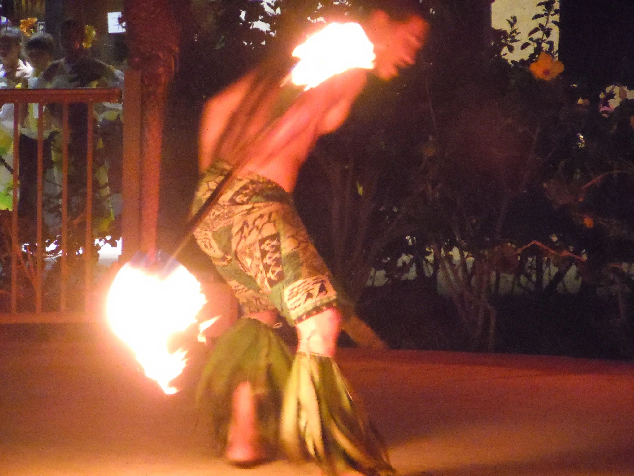 Local Hawaiian fire dancer entertaining at the Shops at Mauna Lani