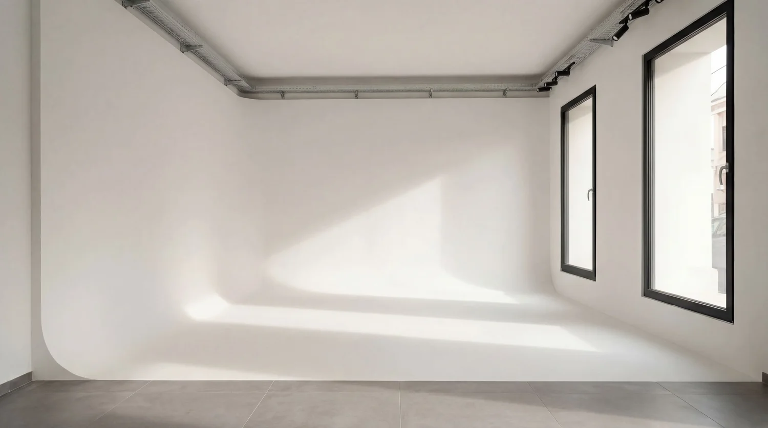 Weiße Hohlkehle im olia studio. Wien 1220 Kaisermühlen