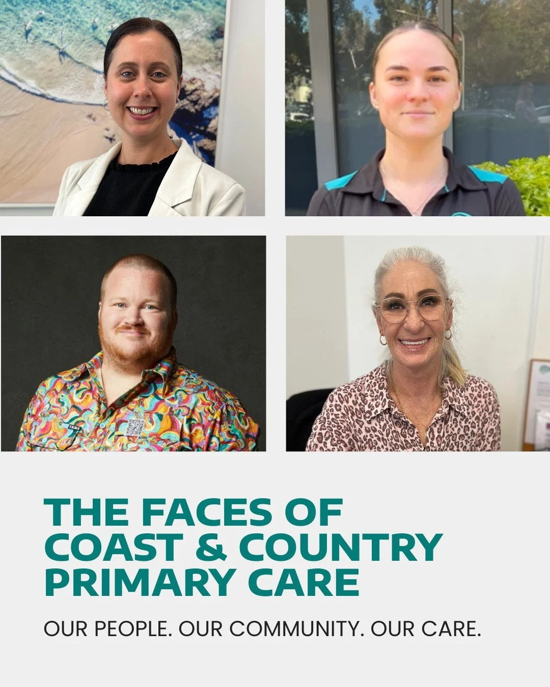 Meet the Faces Behind Coast &amp; Country Primary Care ✨

Every day, our team works alongside the Central Coast and Mid North Coast community to provide care, connection, and support. But behind every service, every smile, and every moment of care ar