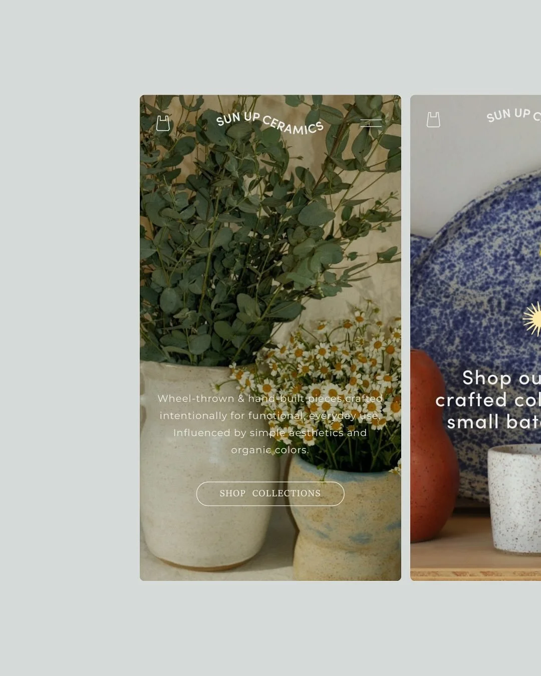 In celebration of @sunupceramics new shop launch I&rsquo;m sharing some of her custom web and brand design by the studio 💛

In awe of all of the pieces she creates - go shop her new collection today!

#squarespacedesigner #branddesign