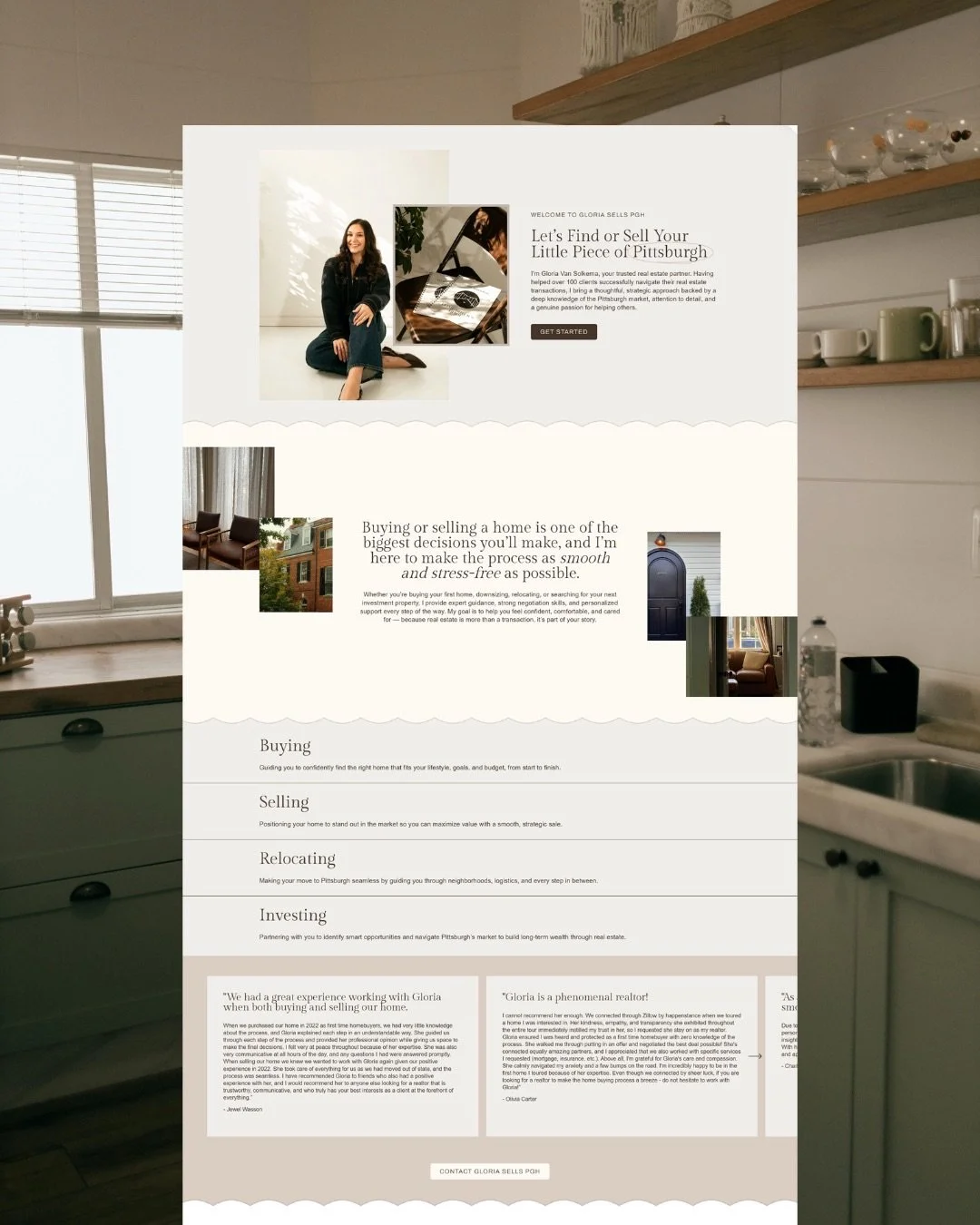 Happy web launch day to Gloria Sells PGH ✨
⠀⠀⠀⠀⠀⠀⠀⠀⠀
Whether you&rsquo;re looking to buy or sell a home in Pittsburgh, Gloria&rsquo;s expertise and dedication will guide you every step of the way. Her new website was a joy to work on, the scalloped b