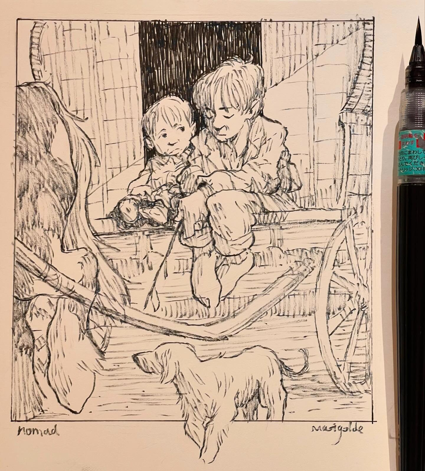 along the roadside, by the fields and trees, under rainfall and hot sun, in the shadow and the open air - never wanted, but never wanting for a new horizon
.
.
.
#inktober #inktober2024 #inktober2024nomadic @inktober #sketchbook