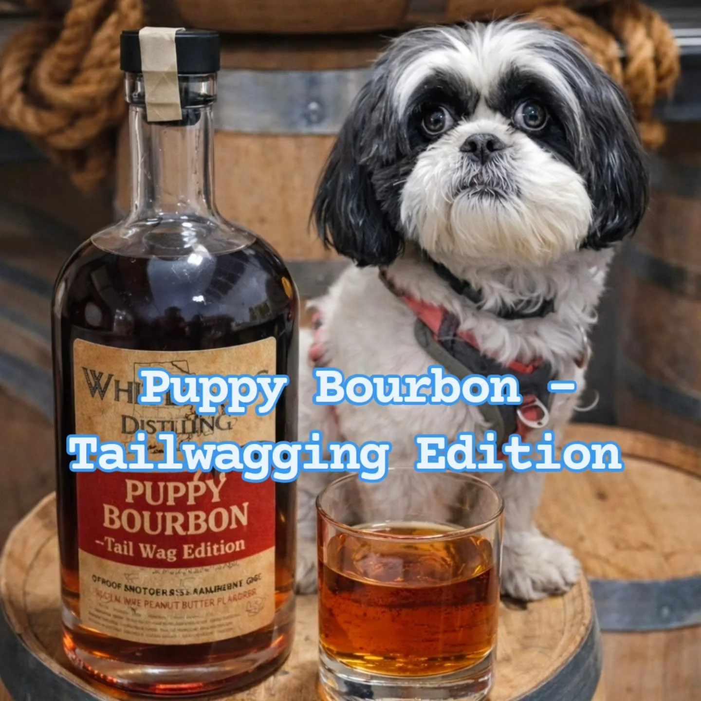 BIG NEWS 🚨

Introducing Puppy Bourbon &ndash; Tail Wag Edition 🐾

Specially formulated for your four-legged drinking buddy. Notes of bacon, peanut butter, and poor decision-making.

80 proof (for humans), 0 proof (for good boys).

Available whereve
