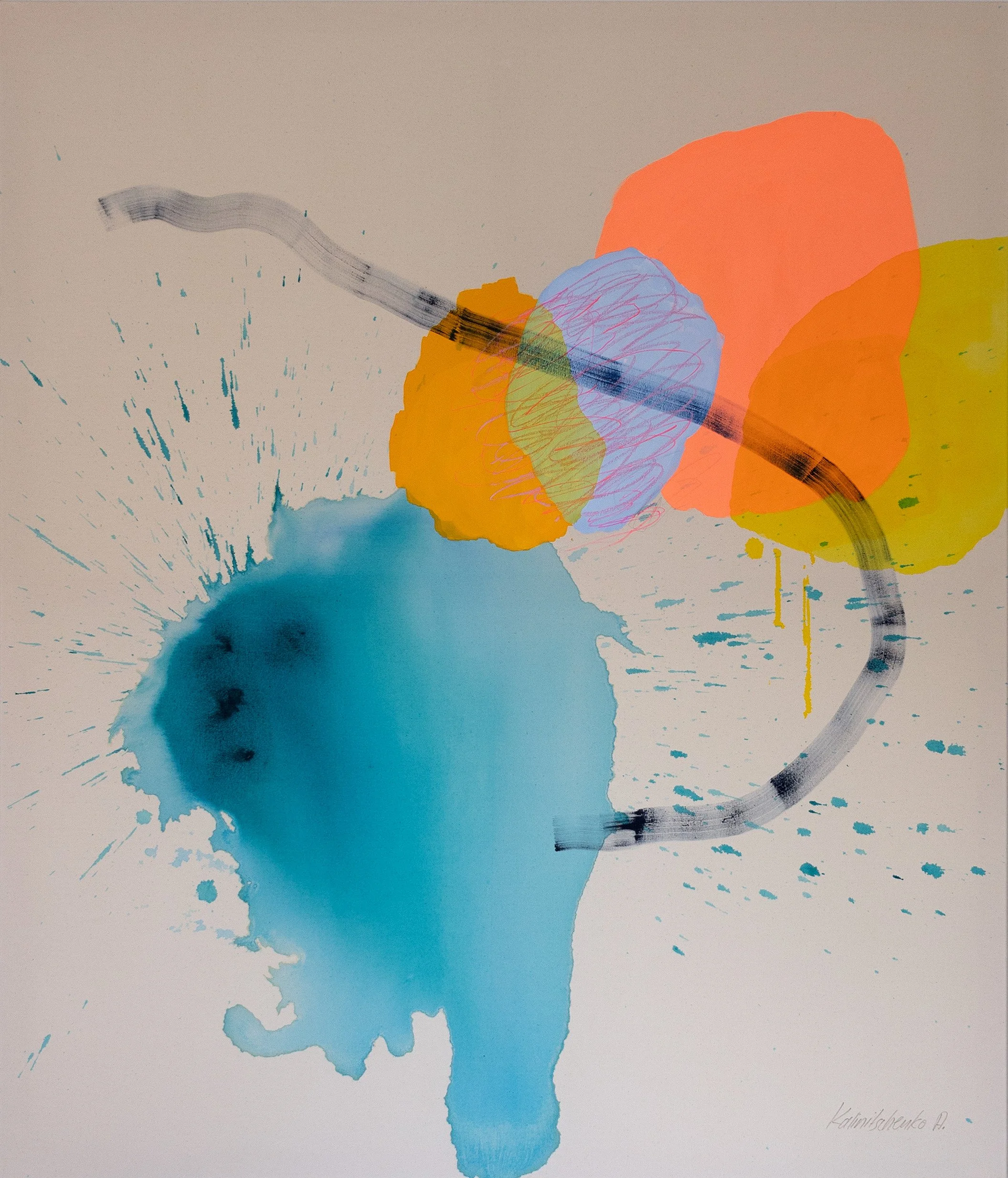    
  Anna Kalinitschenko    
 Vivid No.3    
Acrylic paint and inks on canvas,  
130 x 150 cm, 2025  
€ 3500