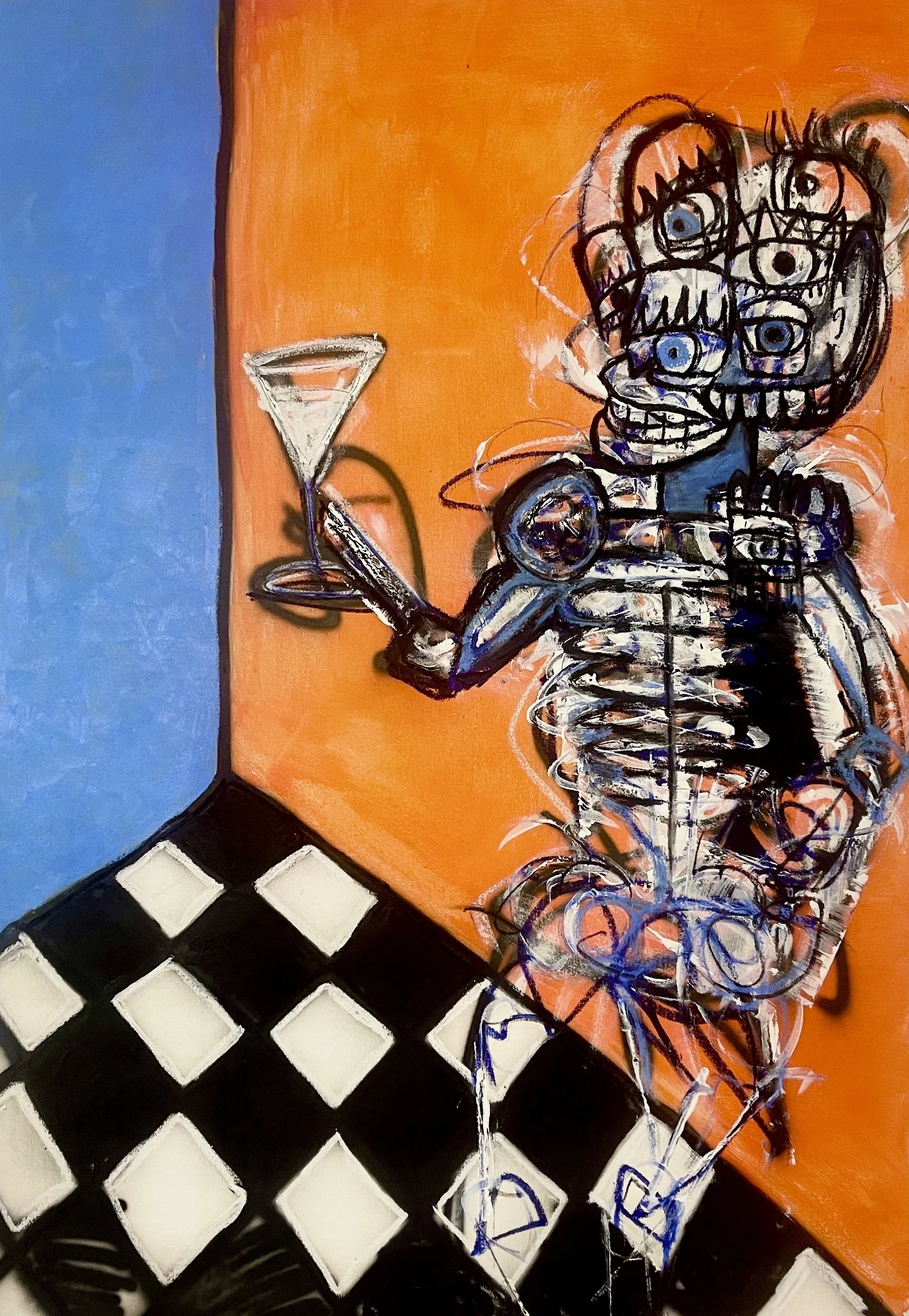  David Hanley (DaHexd)   
From the series Ravers: One More Won’t Hurt 
Oil pastel, oil stick, Acrylic, Spray,
120x150 cm, 2025 
€10500