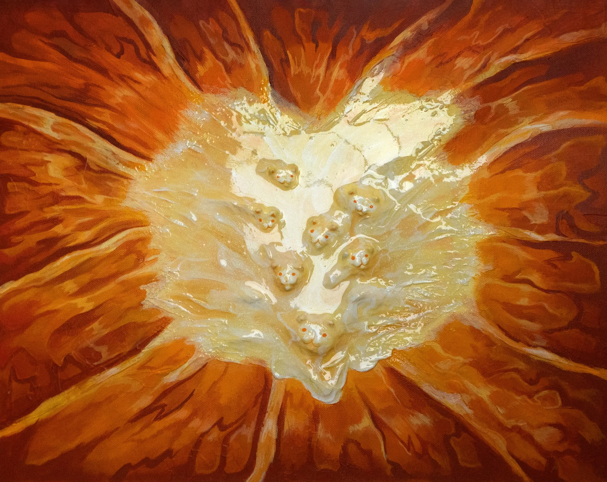   Kristina Kaspi    
  Soft from the inside   (from the   Croissant Series)    
Acrylic, epoxy resin and modeling paste on canvas  
40 x 60 cm, 2026  
€380