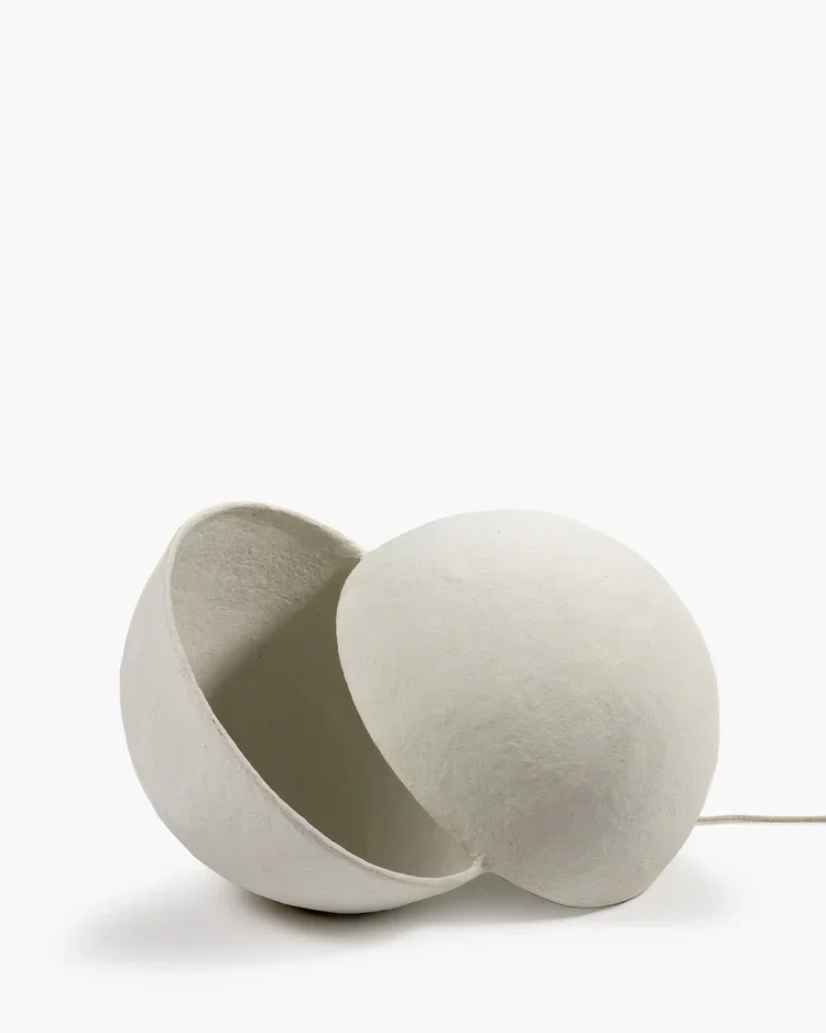Floor lamp L Earth in white paper mache