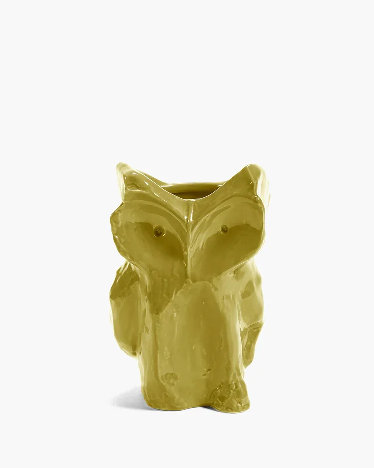 Owl Vase S in Yellow After Midnight