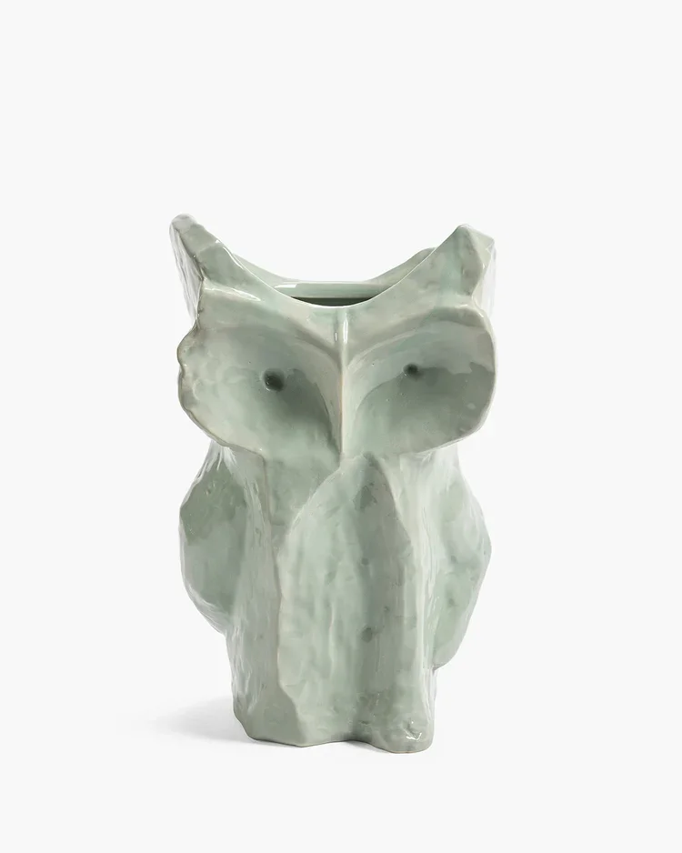 Owl Vase L in Light Blue After Midnight