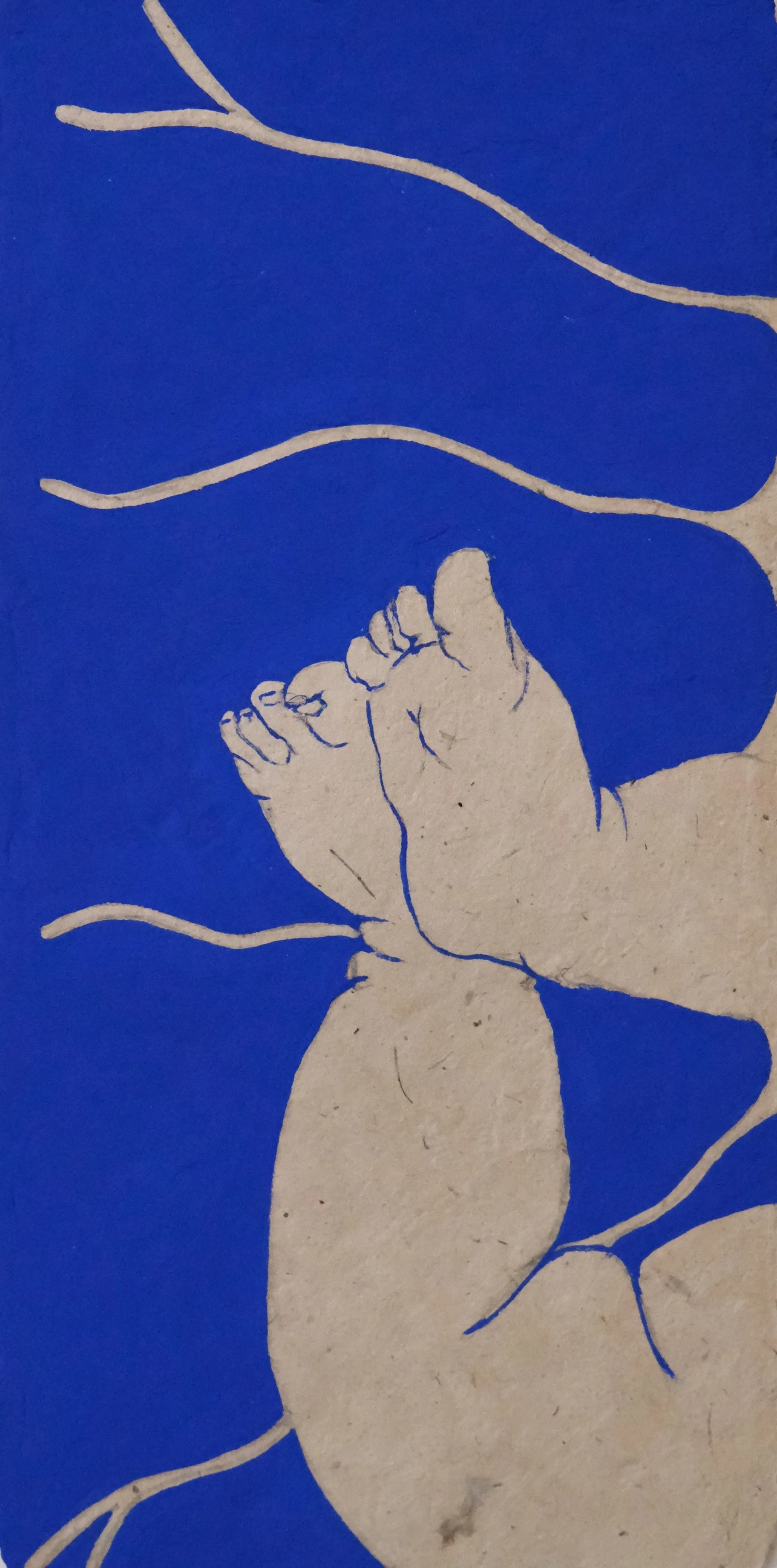    
  Laxmi Hussain    
  Bodyheat 40    
Acrylic on Bhutanese handmade paper,  
11X20cm, 2026  
€ 610