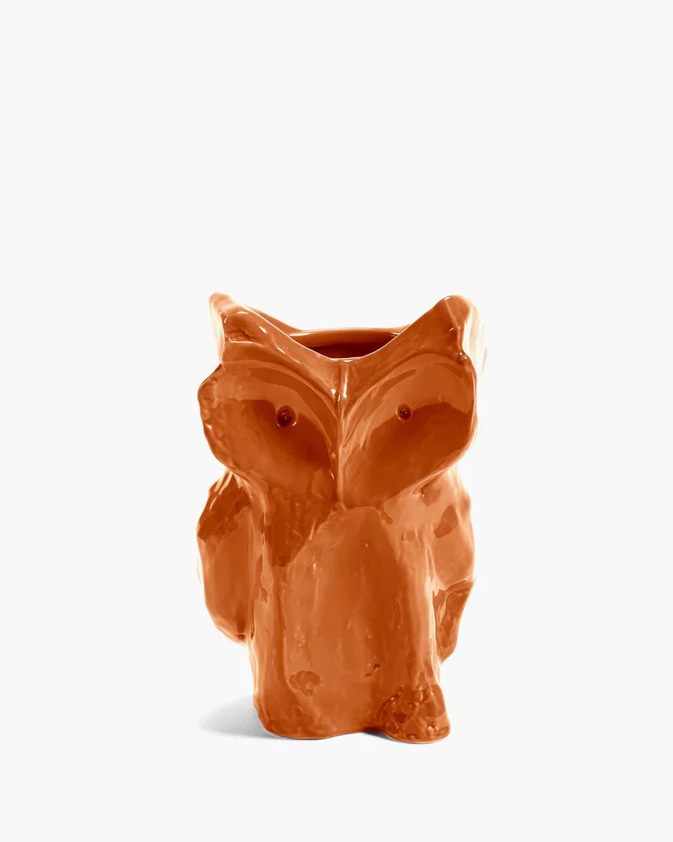 Owl Vase S in Orange After Midnight