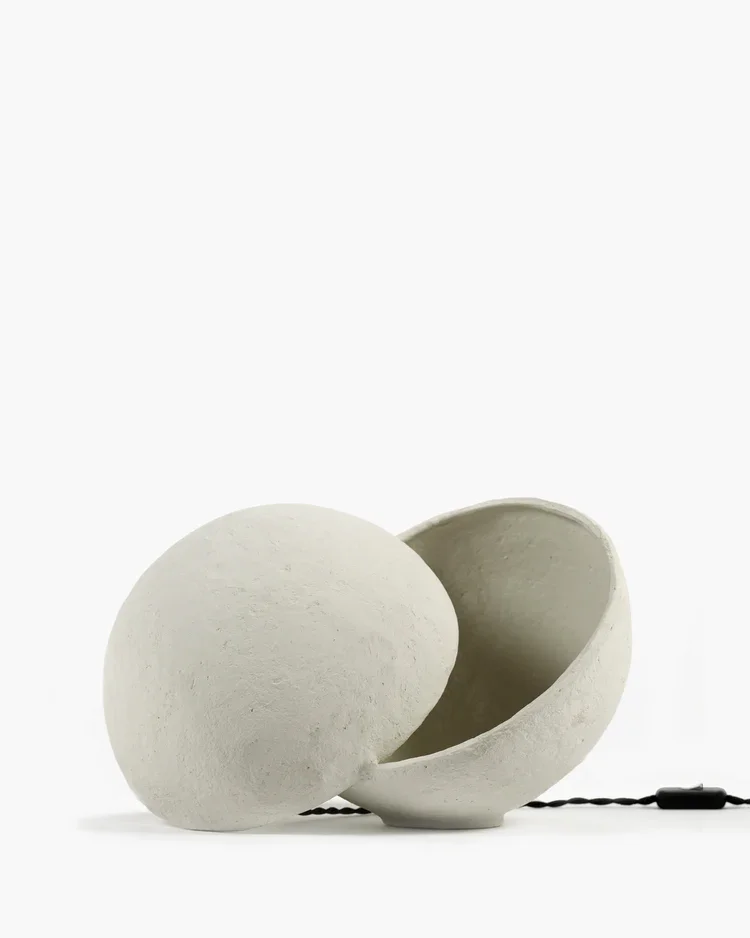 Floor lamp S Earth in white paper mache