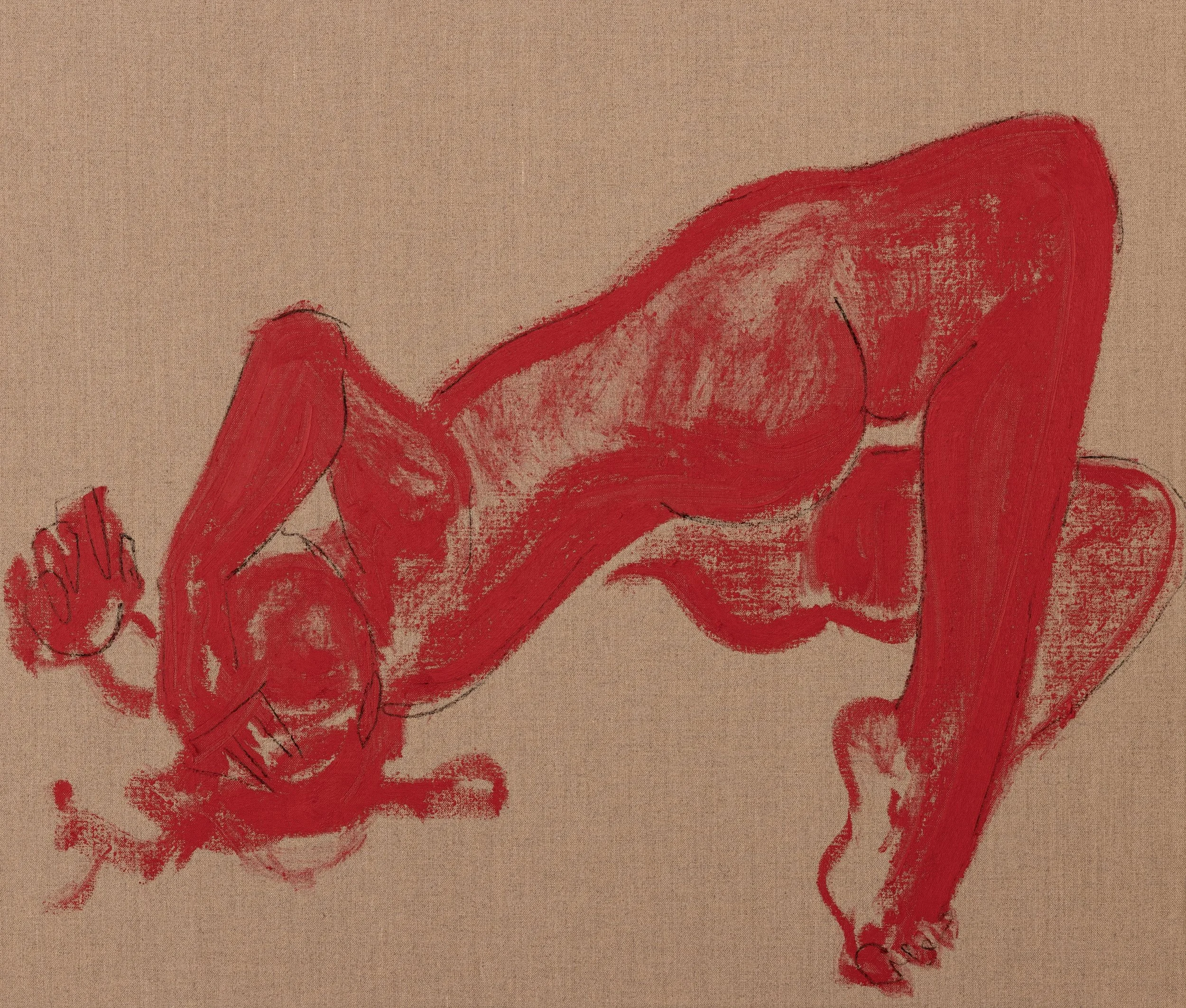   Suspended Nude 2    
Oil stick on linen  
60 x 70 cm, 2026  
€3,240