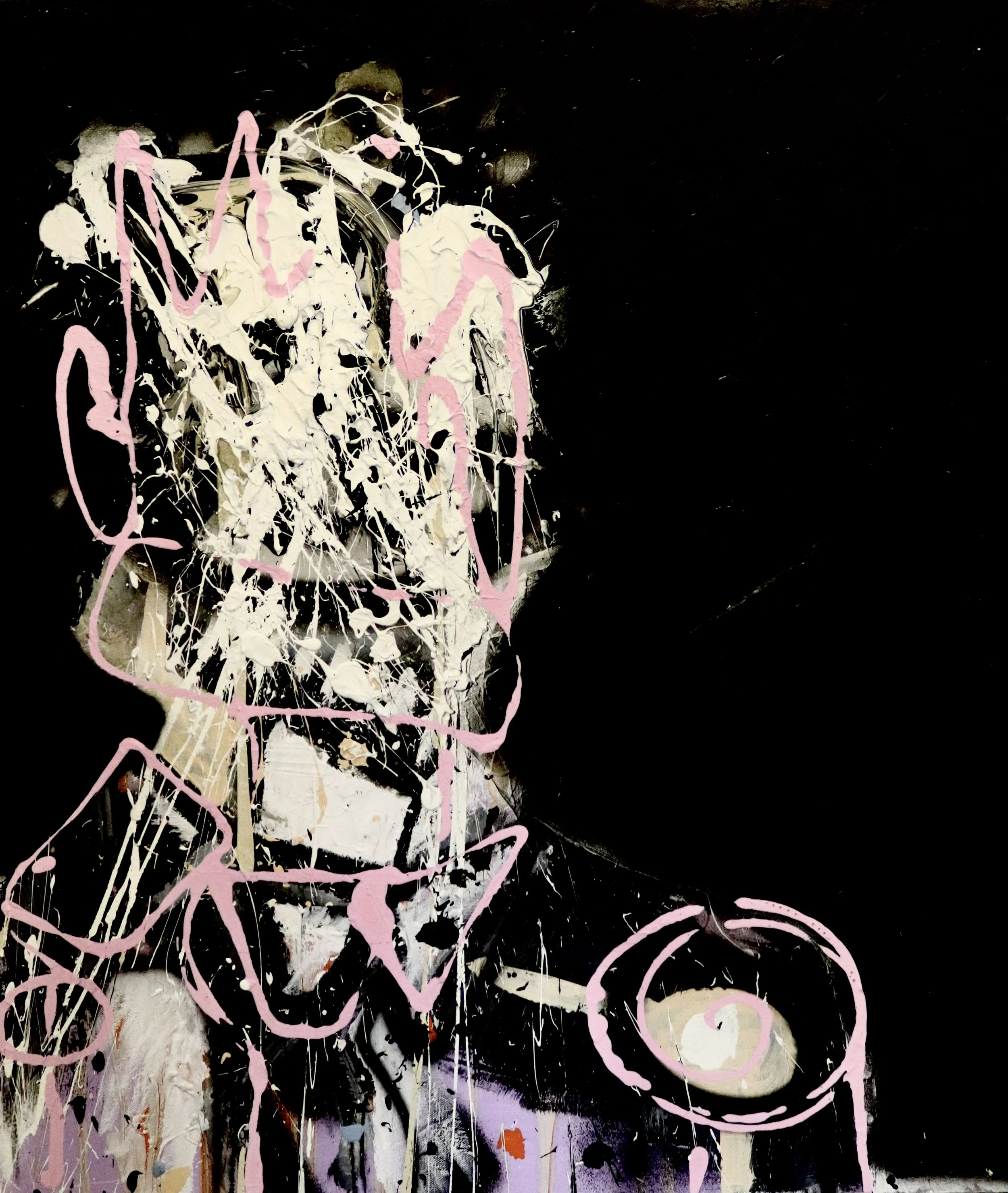 SOLD  
  RAVER    
€2,650 
80x60cm  
2024  
Acrylic – Spray – Oil Stick