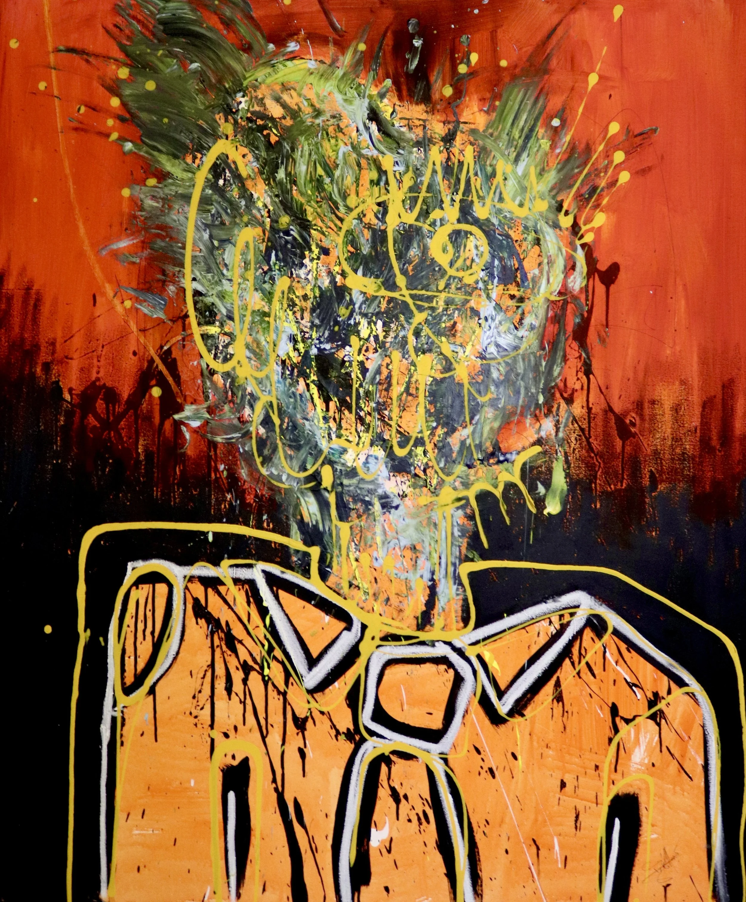 SOLD  
  RAVER    
€9,600 
120x100cm  
2024  
Acrylic – Spray – Oil Stick