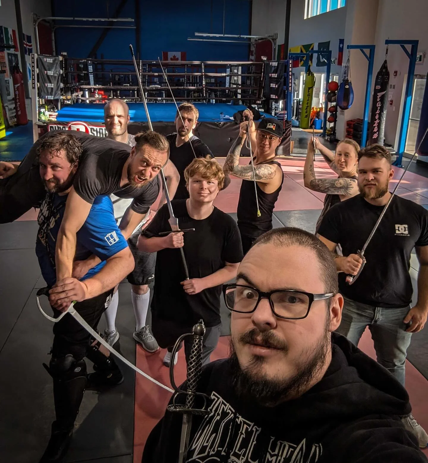 Another beautiful day filled with making friends and then stabbing them! 

Plus, Julian brought in some appropriately patriotic tape to mark our loaner gear. 

#hema #airdrie #swords #longsword #saber #sabre #wma #calgary #swordfighting