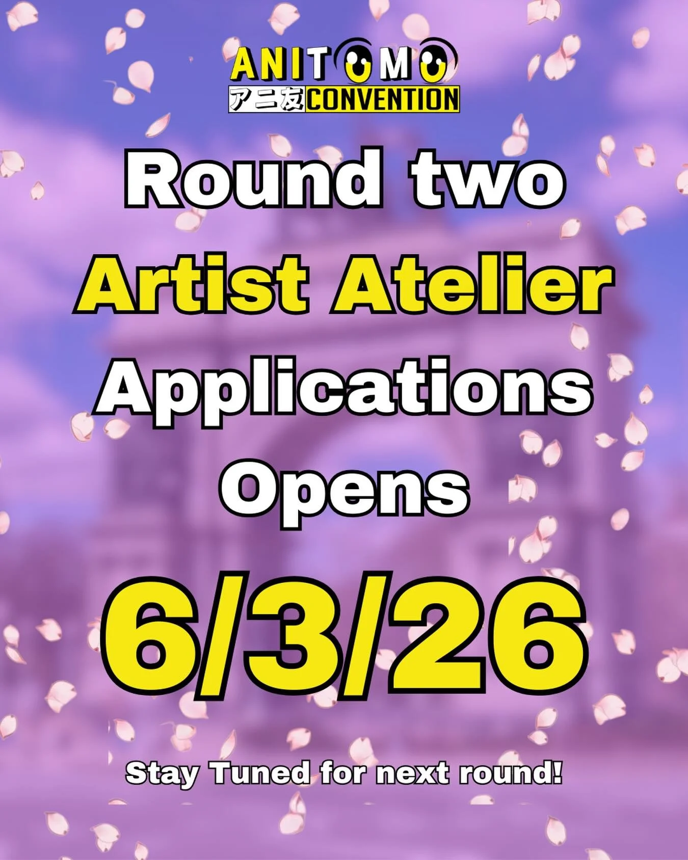 Mark your calendars!! Round 2 applications to participate in AniTOMO&rsquo;s Artist Atelier drop tomorrow! Thank you so much for your patience, artistry, and interest! 🌸